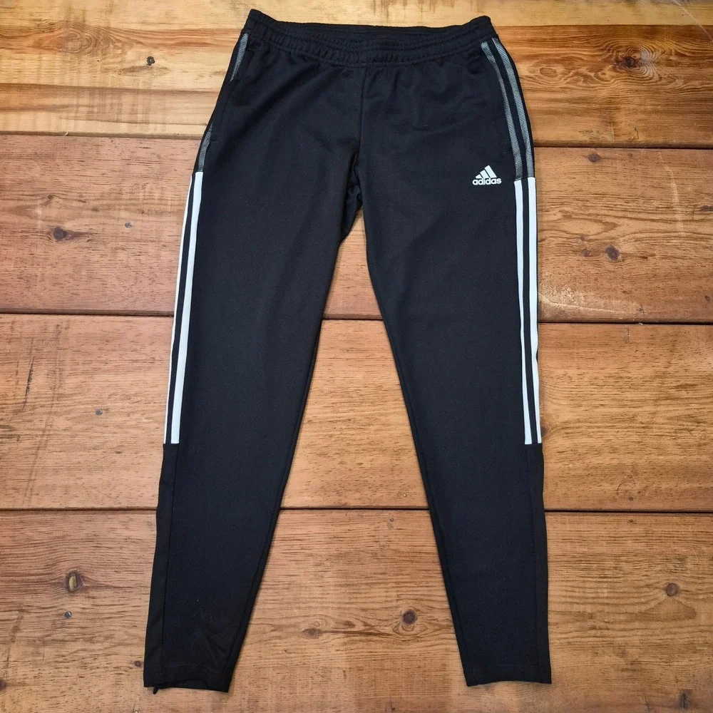Adidas Tiro Track Pants Mens Medium Black White Stripes AEROREADY Primegreen